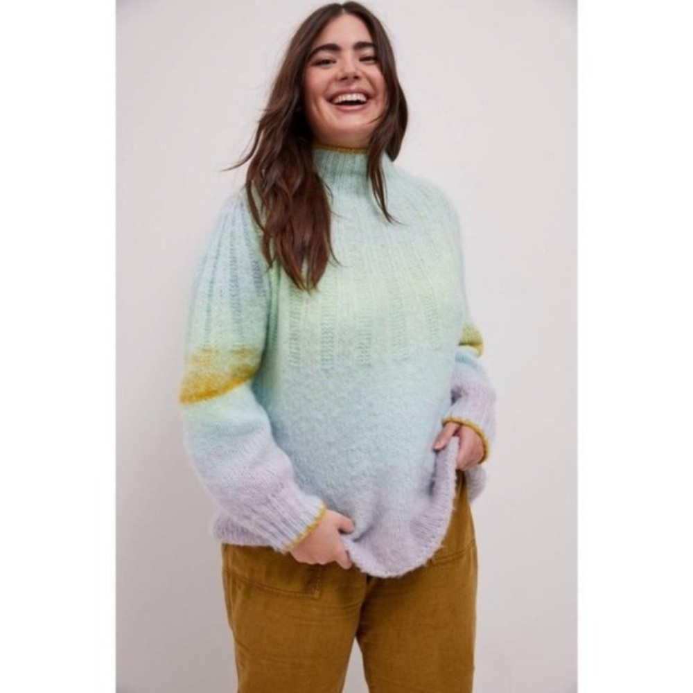 SOLD!! Anthropologie Perri ombré Alpaca tunic sweater mock neck NWOT mint - Picture 3 of 15